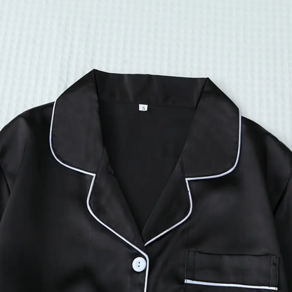 Chic Black Satin Pajamas - satpy