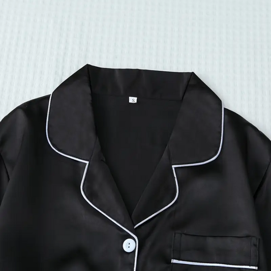 Chic Black Satin Pajamas - satpy