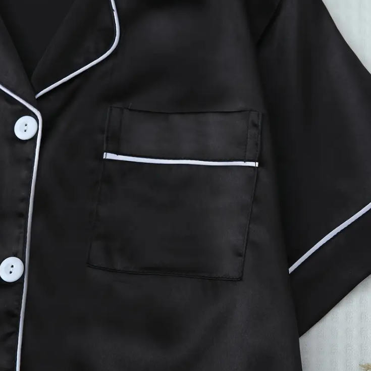 Chic Black Satin Pajamas - satpy