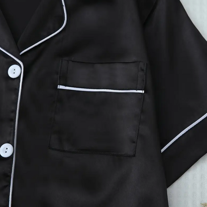 Chic Black Satin Pajamas - satpy